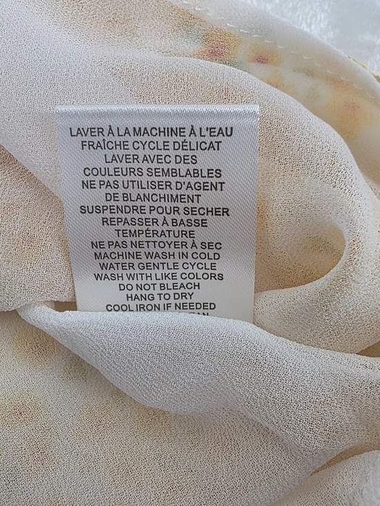 Joie Yellow Floral V-Neck Peasant Blouse Short Sleeve Womens Size Small - Picture 11 of 13